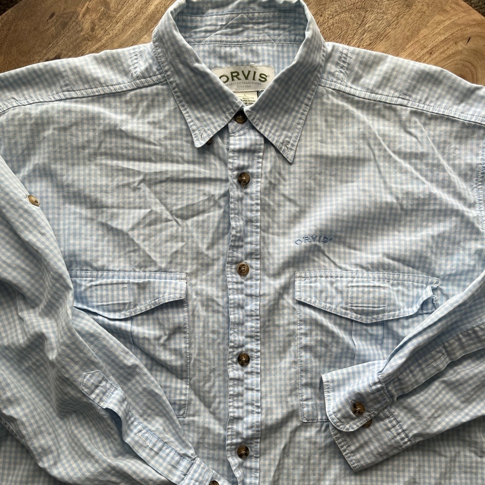 Orvis Men's Blue button down Shirt